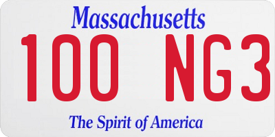 MA license plate 100NG3