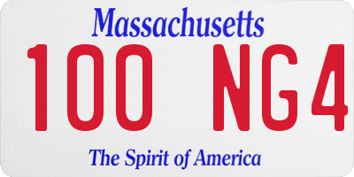 MA license plate 100NG4