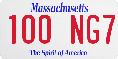 MA license plate 100NG7