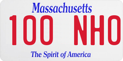 MA license plate 100NH0