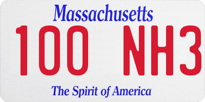 MA license plate 100NH3