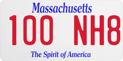 MA license plate 100NH8