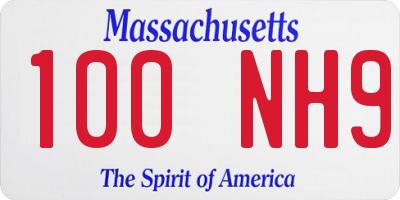 MA license plate 100NH9