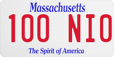 MA license plate 100NI0