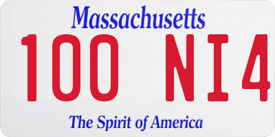 MA license plate 100NI4