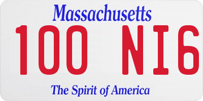 MA license plate 100NI6