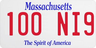 MA license plate 100NI9