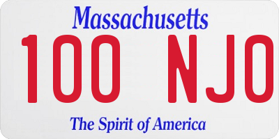 MA license plate 100NJ0