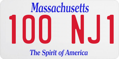 MA license plate 100NJ1