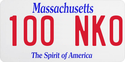 MA license plate 100NK0
