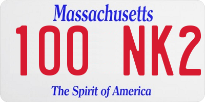 MA license plate 100NK2