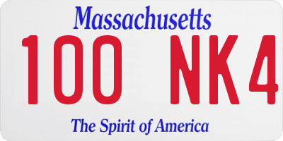 MA license plate 100NK4