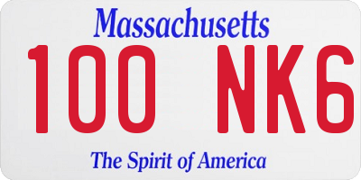 MA license plate 100NK6