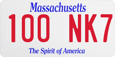 MA license plate 100NK7