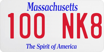 MA license plate 100NK8
