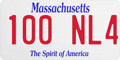 MA license plate 100NL4