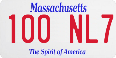 MA license plate 100NL7
