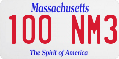 MA license plate 100NM3