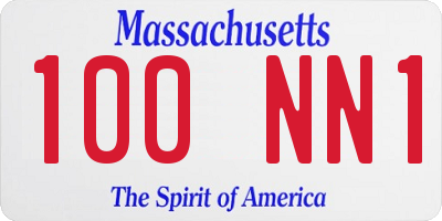 MA license plate 100NN1