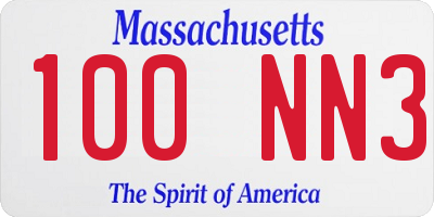 MA license plate 100NN3