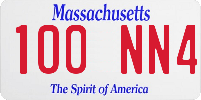 MA license plate 100NN4