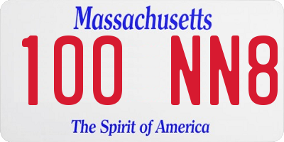 MA license plate 100NN8