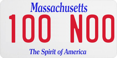 MA license plate 100NO0