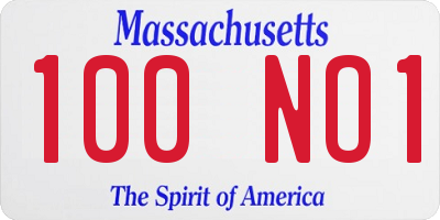 MA license plate 100NO1