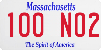 MA license plate 100NO2