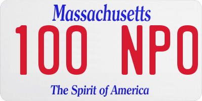 MA license plate 100NP0