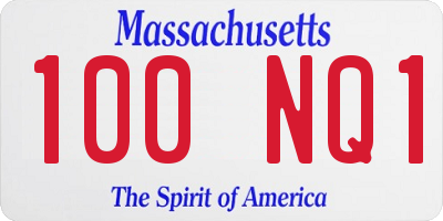 MA license plate 100NQ1