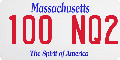 MA license plate 100NQ2