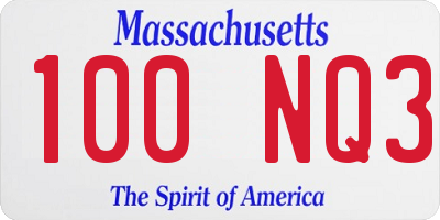 MA license plate 100NQ3