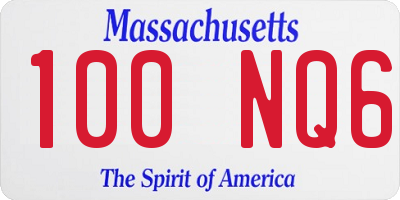 MA license plate 100NQ6