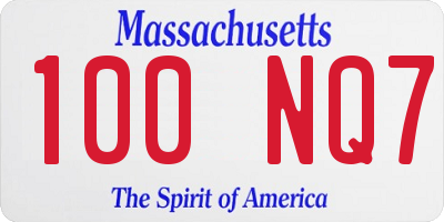 MA license plate 100NQ7