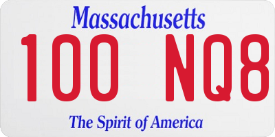 MA license plate 100NQ8