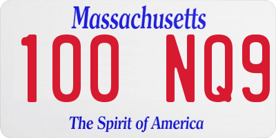 MA license plate 100NQ9