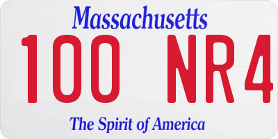 MA license plate 100NR4