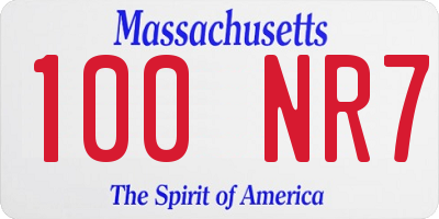 MA license plate 100NR7