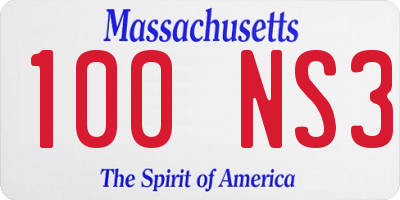MA license plate 100NS3