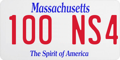 MA license plate 100NS4