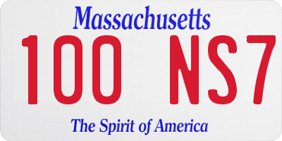 MA license plate 100NS7