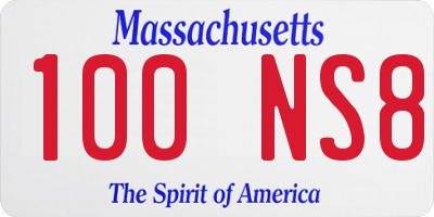 MA license plate 100NS8