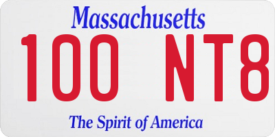 MA license plate 100NT8