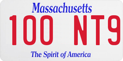 MA license plate 100NT9