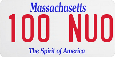 MA license plate 100NU0