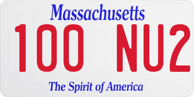 MA license plate 100NU2