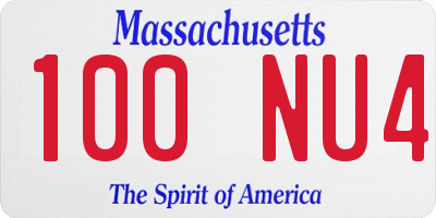 MA license plate 100NU4