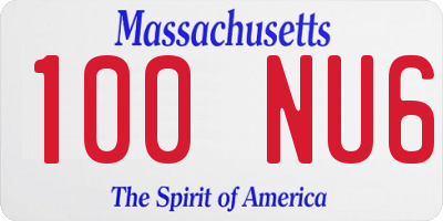 MA license plate 100NU6