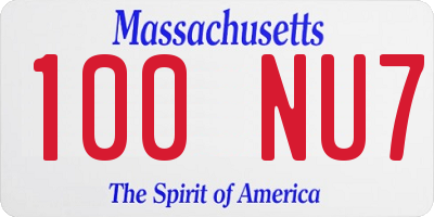 MA license plate 100NU7